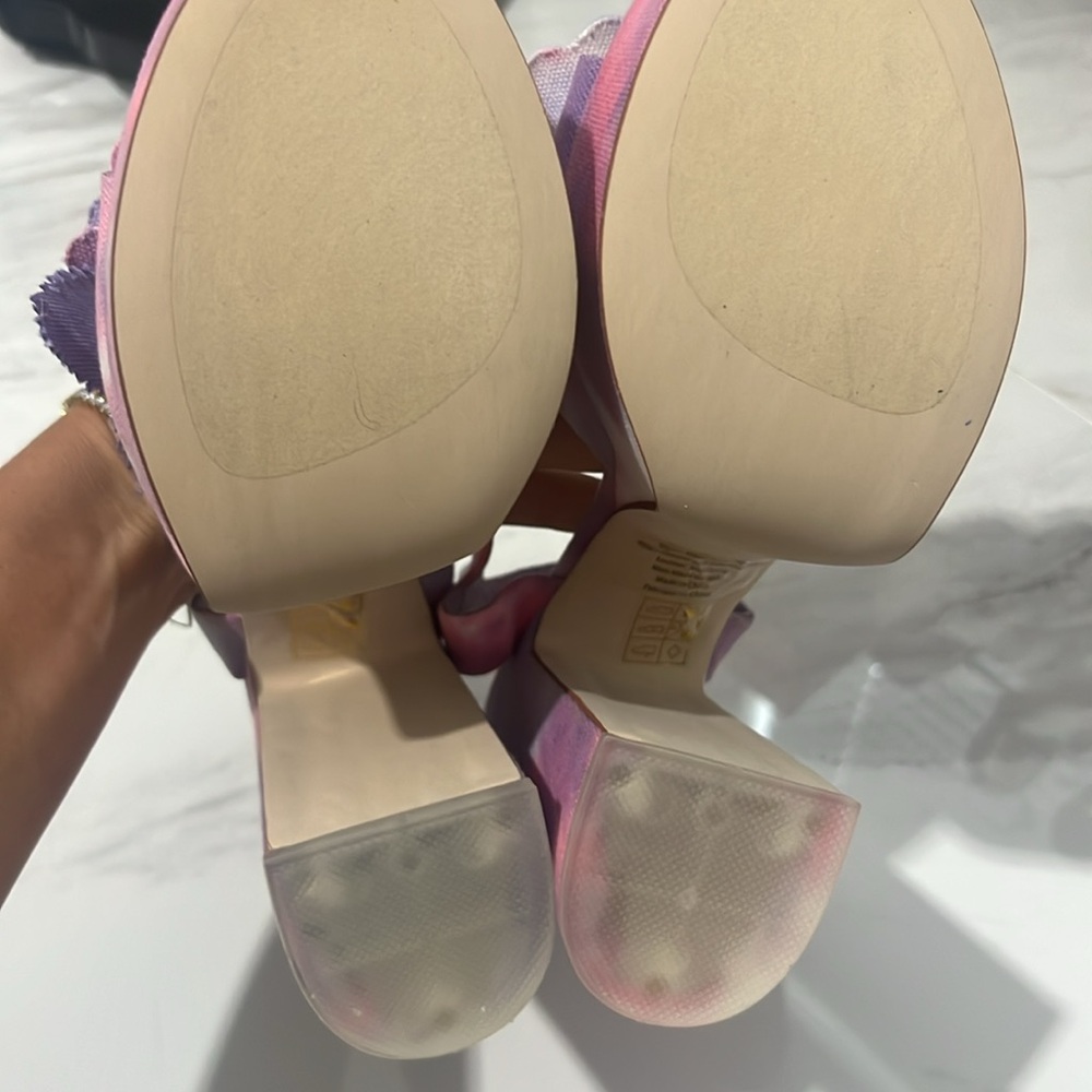 Jeffrey Campbell Pink and Purple Platform Sandals with Floral Accents - Picture 5 of 10